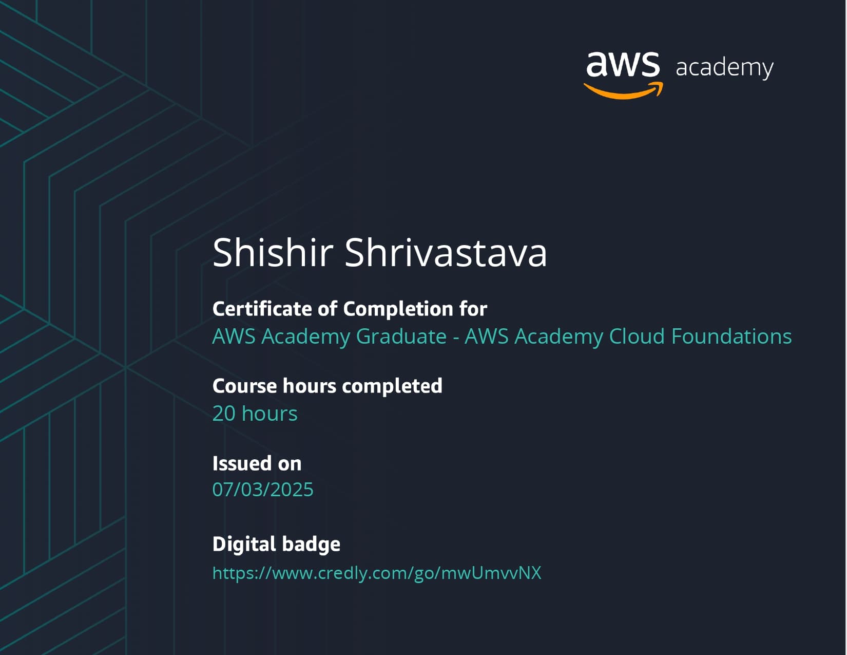 AWS Academy Cloud Foundations certificate